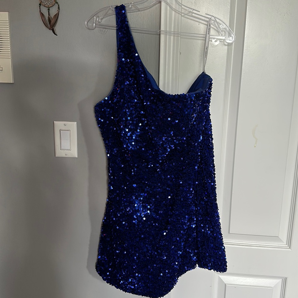 Sherri Hill One Shoulder Sequin Homecoming Dress